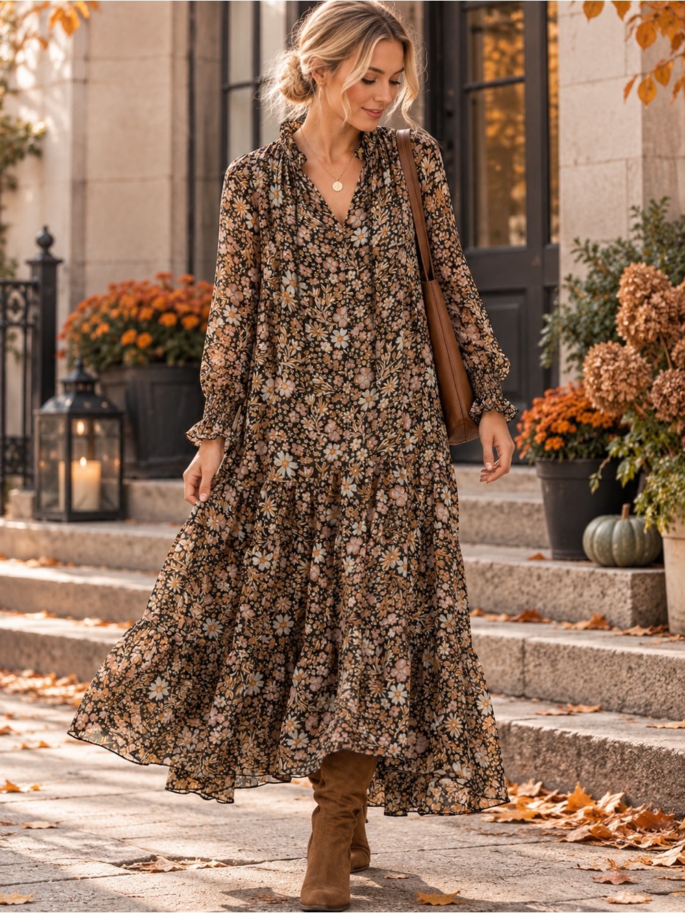MNG Mango Oversized Floral Tiered Maxi Dress Sheer Boho Small